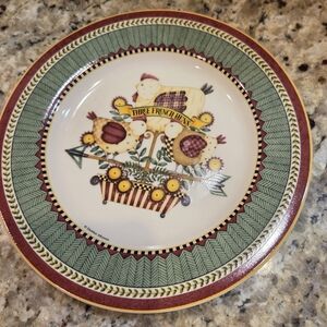 Sakura Debbie Mumm 12 DAYS OF CHRISTMAS Salad Plate Three French Hens ONLY